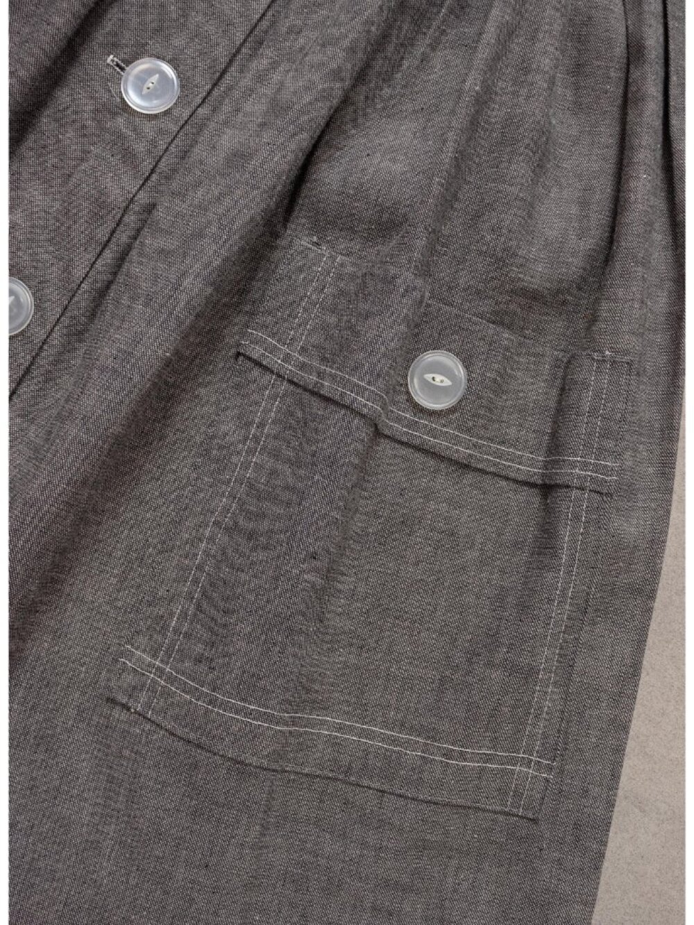 Vintage Grey Severe Pleated Skirt Linen Knee Length Xs / 24 Inch Waist - Picture 10 of 10